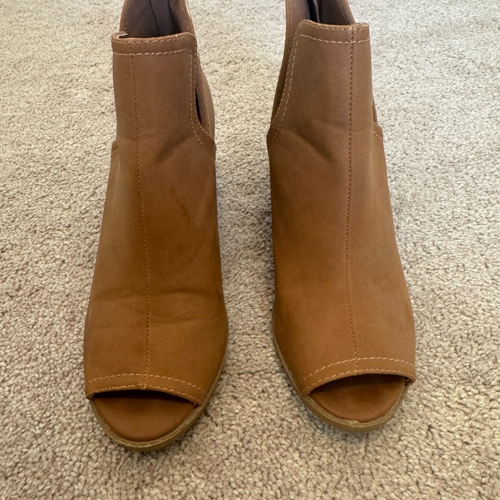Steve Madden Brown Peep-Toe Ankle Booties